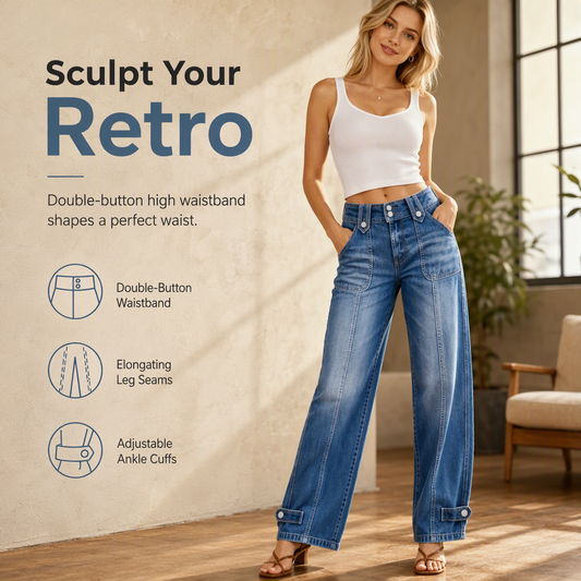 👖 Waist-Defining Fit, Longer-Looking Legs | Women's High-Rise Seamed Wide-Leg Jeans