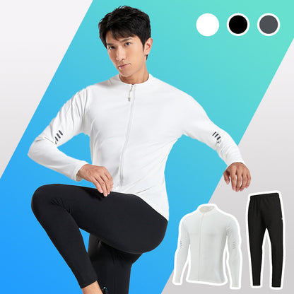 🌙 Reflective Performance | Men's Stand-Collar Jacket & Slim-Fit Pants Set