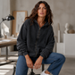 💙 Denim Comfort, Easy Coverage | Women's Loose Zip-Up Hooded Denim Jacket