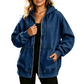 💙 Denim Comfort, Easy Coverage | Women's Loose Zip-Up Hooded Denim Jacket