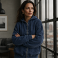 💙 Denim Comfort, Easy Coverage | Women's Loose Zip-Up Hooded Denim Jacket