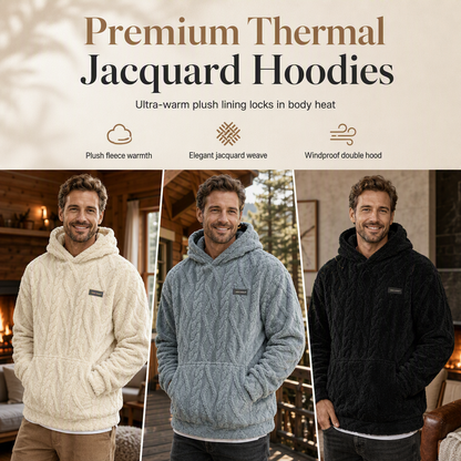 ❄️ Raised Texture, Serious Warmth | Men's Fleece-Lined Jacquard Hoodie