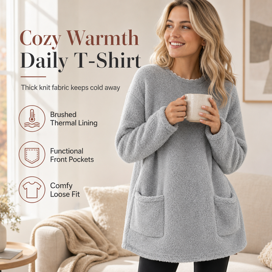 ☁️ Cozy Warmth, Easy Everyday Style | Women's Brushed-Lined Pocket Top