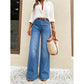 👖 Flattering High Rise, Easy Stretch | Women's Washed Straight-Leg Jeans