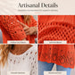 🧶 Airy Crochet Texture, Relaxed Fit | Women's Hollow-Out Knit Sweater