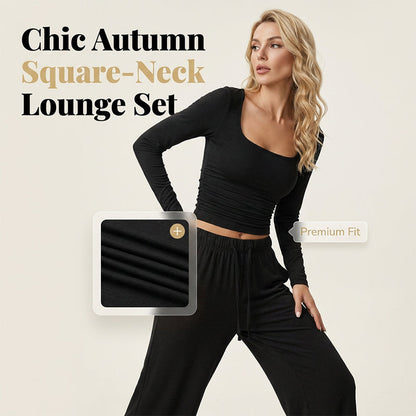 💫 Flattering Square Neck, Effortless Two-Piece Style | Women's Wide-Leg Set ⚡ Free Shipping