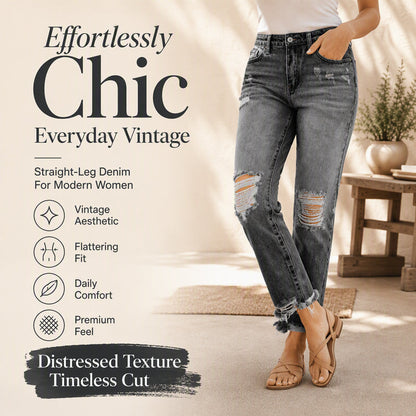 👖 Vintage Edge, Effortless Style | Women's Distressed Ripped Jeans
