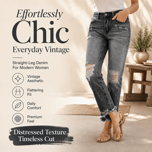 👖 Vintage Edge, Effortless Style | Women's Distressed Ripped Jeans
