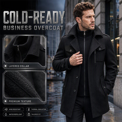 🧥 Sharp Layered Collar, Refined Mid-Length Fit | Men's Overcoat