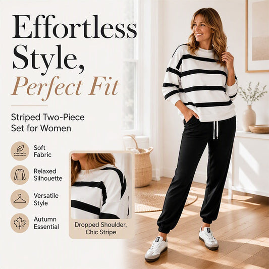 ✨ Sporty Stripes, Effortless Matching Style | Women's 2-Piece Jogger Set ⚡ Free Shipping