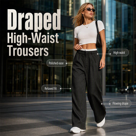 👖 Longer-Looking Lines, Polished Drape | Women's High-Waist Pinstripe Pants
