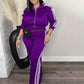 🏃 Sporty Stripes, Flattering Fit | Women's Zip-Up 2-Piece Tracksuit ⚡ Free Shipping