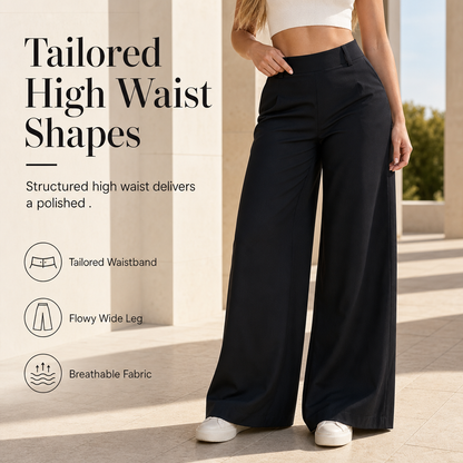👖 Tailored Waist, Flattering Drape | Women's High-Waist Wide-Leg Pants
