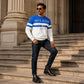 Milano Italia Style, Bold Contrast | Men's Striped Graphic Sweatshirt