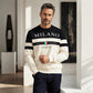 Milano Italia Style, Bold Contrast | Men's Striped Graphic Sweatshirt