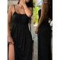 ✨ Adjustable Drawstring, Effortless Flowy Drape | Women's Spaghetti-Strap Maxi Dress