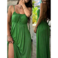 ✨ Adjustable Drawstring, Effortless Flowy Drape | Women's Spaghetti-Strap Maxi Dress