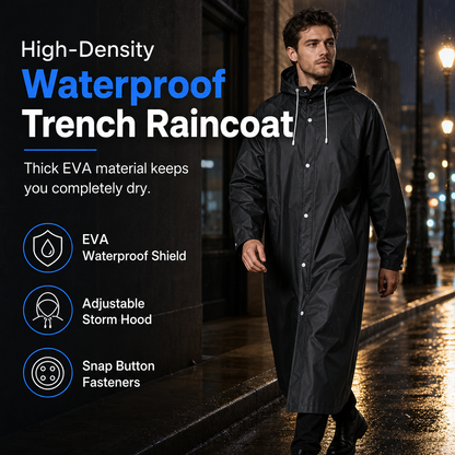 🌧️ Full-Coverage Protection, Lightweight Feel | Long Hooded EVA Raincoat Poncho