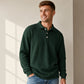 🧶 Textured Knit, Smarter Casual Style | Men's Waffle Collared Long-Sleeve Top