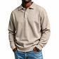 🧶 Textured Knit, Smarter Casual Style | Men's Waffle Collared Long-Sleeve Top