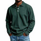 🧶 Textured Knit, Smarter Casual Style | Men's Waffle Collared Long-Sleeve Top