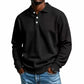 🧶 Textured Knit, Smarter Casual Style | Men's Waffle Collared Long-Sleeve Top
