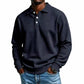 🧶 Textured Knit, Smarter Casual Style | Men's Waffle Collared Long-Sleeve Top