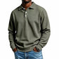 🧶 Textured Knit, Smarter Casual Style | Men's Waffle Collared Long-Sleeve Top