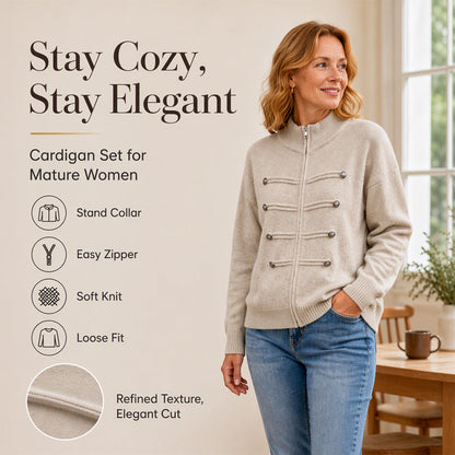 🧶 Clean Stand Collar, Easy Zip-Up Layering | Women's Knit Cardigan