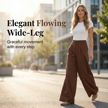 👖 Flattering Pleats, Flexible Waist | Women's High-Waist Wide-Leg Trousers