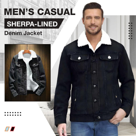 🧥 Vintage Denim, Sherpa-Lined Warmth | Men's Casual Jacket ⚡ Free Shipping