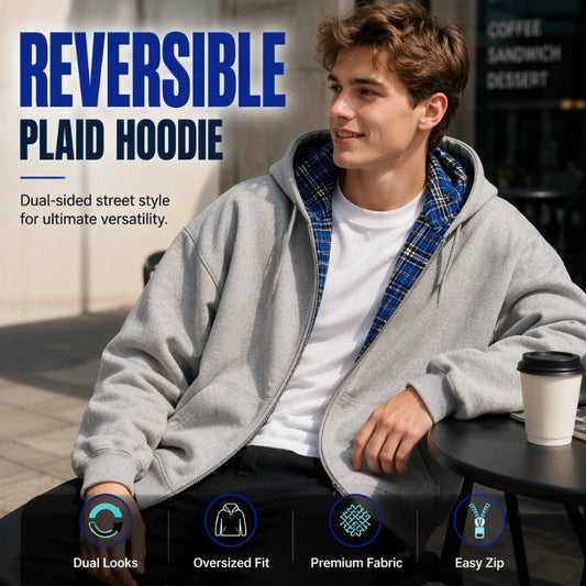 🔄 Two Looks, One Easy Layer | Unisex Reversible Plaid Hooded Jacket ⚡ Free Shipping
