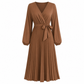 💃 Flattering V-Neck, Flowing Pleats | Women's High-Waist Pleated Maxi Dress