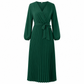 💃 Flattering V-Neck, Flowing Pleats | Women's High-Waist Pleated Maxi Dress