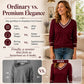 🧶 Contrast Trim, Flattering V-Neck | Women's Elegant Knit Top