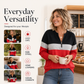 🎨 Bold Color-Block, Easy Half-Zip Style | Women's Relaxed Sweatshirt