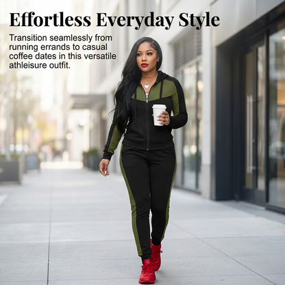🔥 Bold Color-Block, Effortless Matching Style | Women's 2-Piece Tracksuit ⚡ Free Shipping