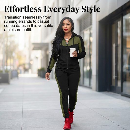 🔥 Bold Color-Block, Effortless Matching Style | Women's 2-Piece Tracksuit ⚡ Free Shipping