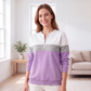 🎨 Bold Color-Block, Easy Half-Zip Style | Women's Relaxed Sweatshirt