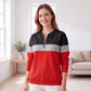 🎨 Bold Color-Block, Easy Half-Zip Style | Women's Relaxed Sweatshirt