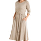 🧶 Ribbed Texture, Waist-Flattering Shape | Women's Tie-Waist A-Line Midi Dress