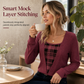 Women's Layered Look Plaid Knit Top