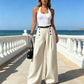 ✨ Double-Button Detail, Flattering Drape | Women's High-Waist Wide-Leg Pants