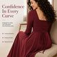 💃 Sculpted Square Neck, Flattering A-Line Shape | Women's Midi Dress