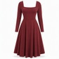 💃 Sculpted Square Neck, Flattering A-Line Shape | Women's Midi Dress