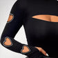 🖤 Heart Cutouts, Elegant Beaded Detail | Women's Slim-Fit Mock-Neck Top