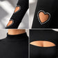 🖤 Heart Cutouts, Elegant Beaded Detail | Women's Slim-Fit Mock-Neck Top