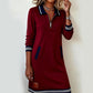 ✨ Striped Detail, Easy Quarter-Zip Style | Women's Collared Pocket Dress