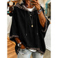🐆 Leopard Trim, Relaxed Drape | Women's Loose-Fit Hooded Top