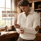 🧶 Rich Cable Texture, Rugged Elbow Detail | Men's Collared Knit Pullover